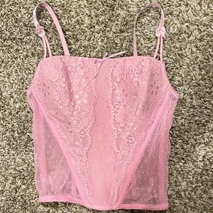 SOLD Pink Corset lace top with bows S